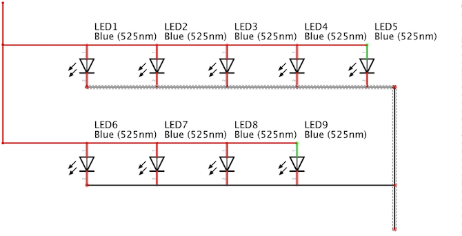 Oikopolkupainikkeen LED-piirit