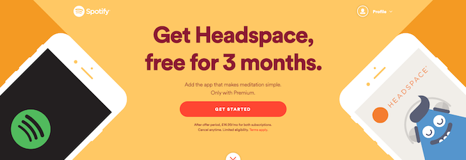 Spotify Premium headspace-tilassa