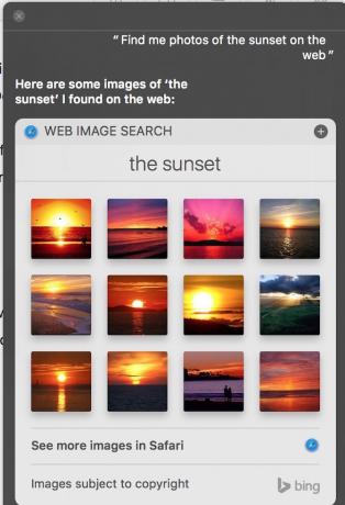 Siri Etsi Internetistä kuvia auringonlaskusta