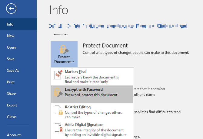 Microsoft Word -salattu tiedosto salasanalla