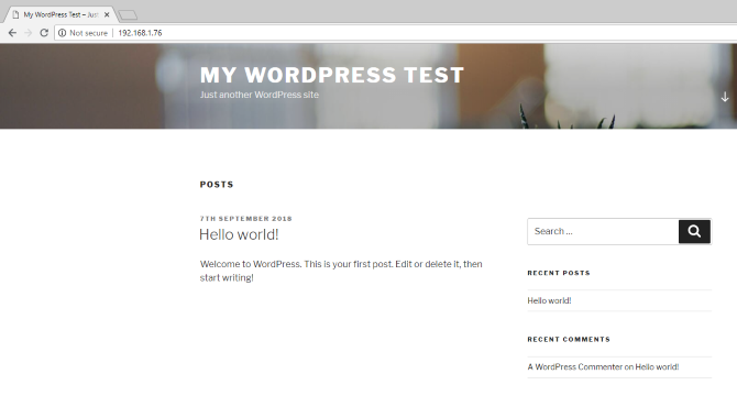 Asennettu WordPress-sivusto Raspberry Pi: lle