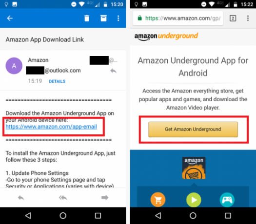 Amazon Appstoren asentaminen Androidiin Amazon Appstoren sähköpostilataus 571x500