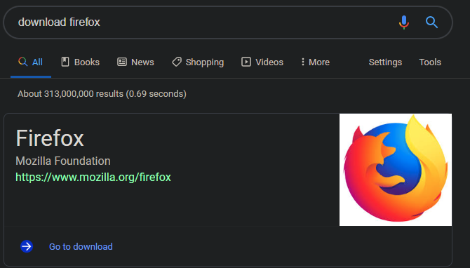 Google Lataa Firefox -linkki