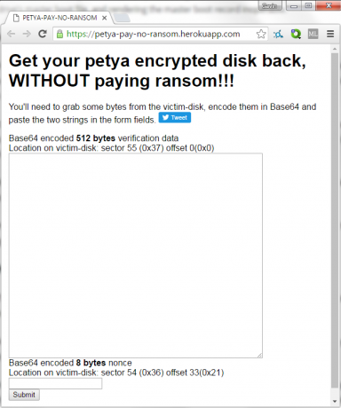 Chrome Petyan salauksen purkupaikka
