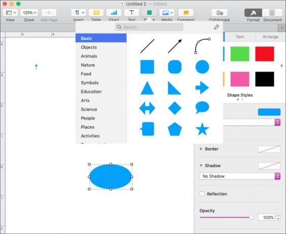 Lisää Shape sivuille Mac-tietokoneessa
