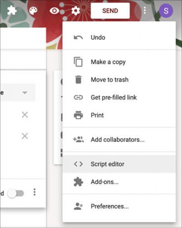 Avaa Script Editor Google Forms