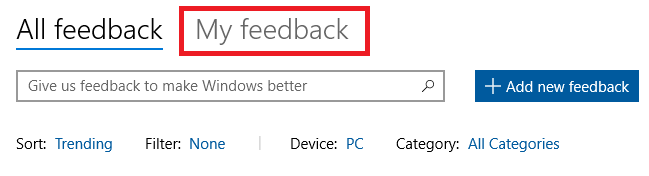 Windows 10 feedback hub minun palautteeni