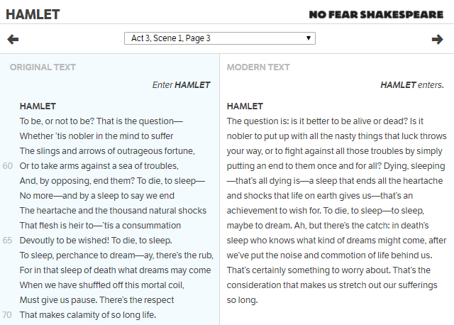 Hamlet-No-Fear-vertailu