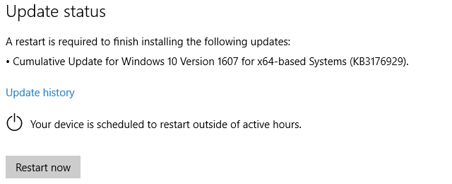 Windows 10 -päivityksen tila