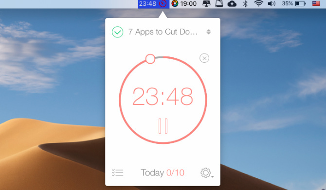 Be Focused, Pomodoro-ajastin Macille