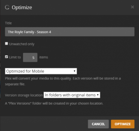 plex media optimoi
