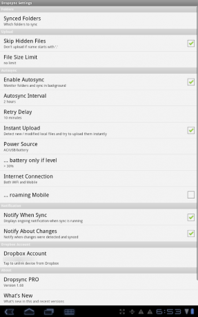 Synkronoi Android-laite todella Dropboxin kautta Dropsync [Android 2.0+] dropsync -asetuksilla