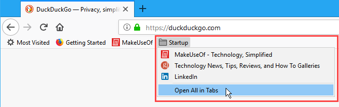 Avaa kaikki kirjanmerkit välilehdissä Firefoxissa