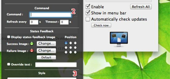 GeekTool - Näytä järjestelmätiedot Macissa tyylillä 02c Ominaisuudet ja ryhmät -komento
