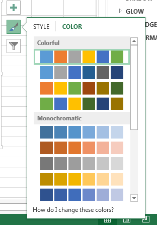 Excel-väriesiasetukset