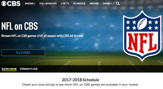 cbs kaikki käyttöoikeudet nfl