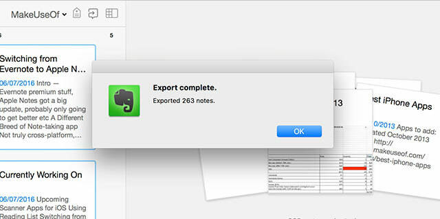 Evernote vienti