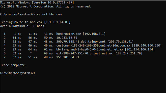 tracert bbc ip-osoite