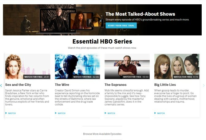 Katso ilmainen jaksojen HBO-verkkosivusto