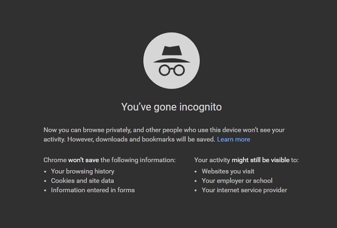 Incognito-tila on Google Chromen yksityinen selailu