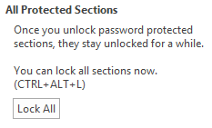 OneNote 2013 Lukitse kaikki salasanalla suojatut kansiot