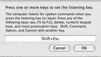 Puhekomentojen käyttäminen Mac 04: ssä asettaa pikanäppäimen