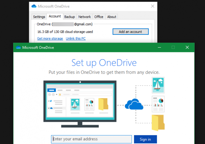 OneDrive Lisää NewAccount Windows