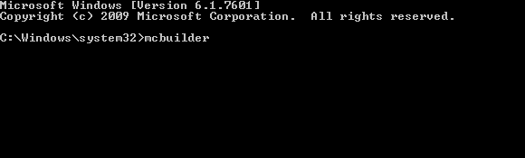 Suorita mcbuilder Windows 7:n komentokehotteessa