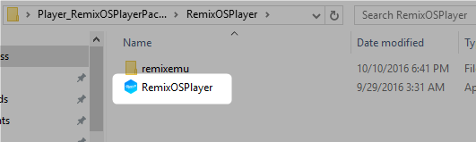 Suorita Remix OS Player ZIP -kansio