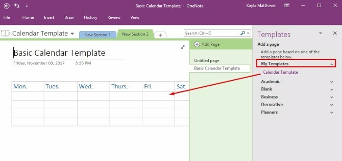 luoda onenote-kalenterimallin