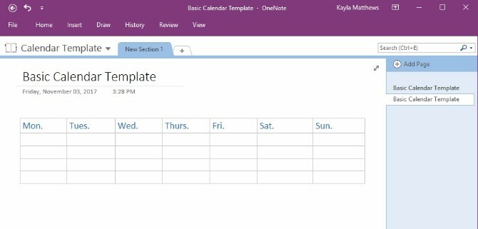 luoda onenote-kalenterimallin