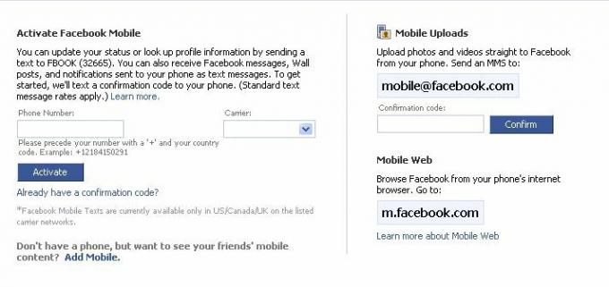 Kuinka lähettää valokuvia sähköpostitse matkapuhelimelta Facebook-tilin asetustekstiin ja mobile2: een