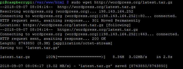 Lataa WordPress wgetillä