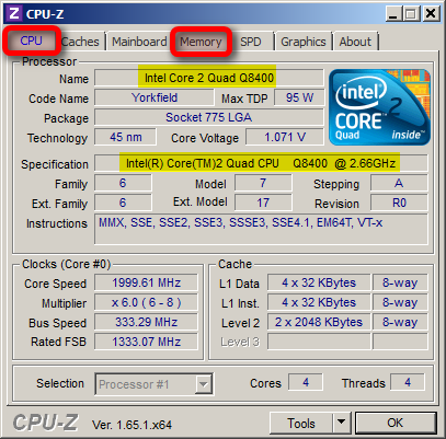 CPU-Z-järjestelmätiedot