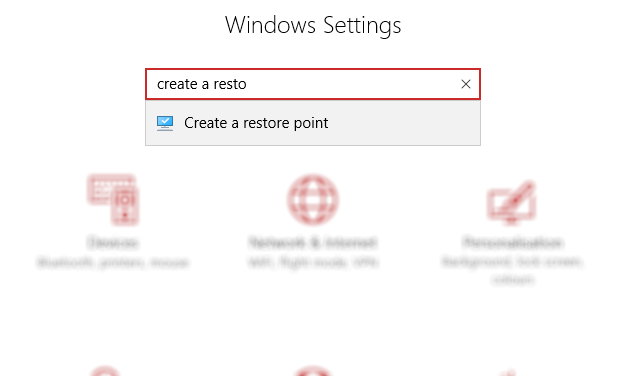 Hae Windows 10 -asetukset-valikosta