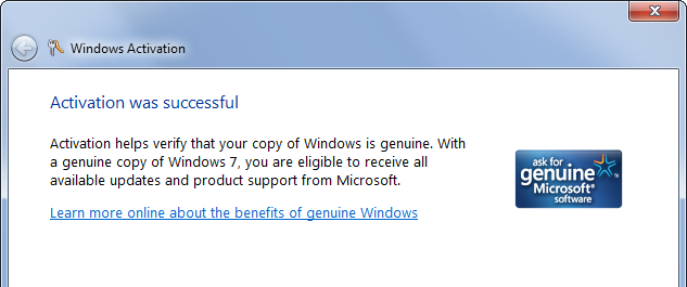 windows-7-aktivointi-onnistunut