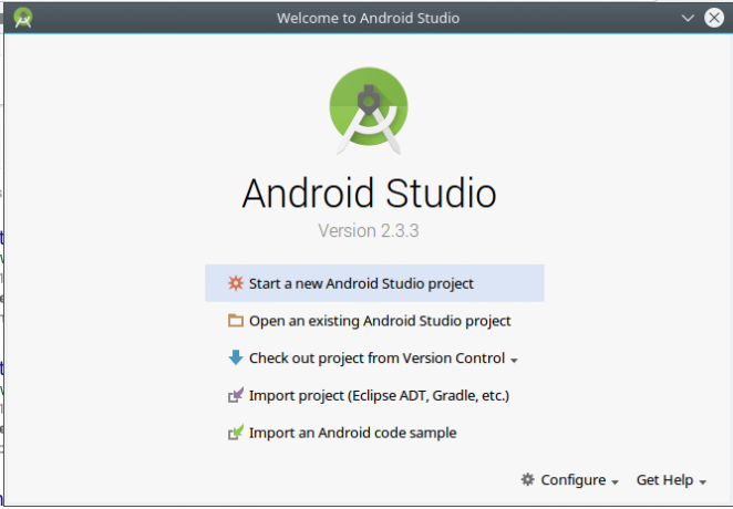 Android luo sovellus androidstudio start