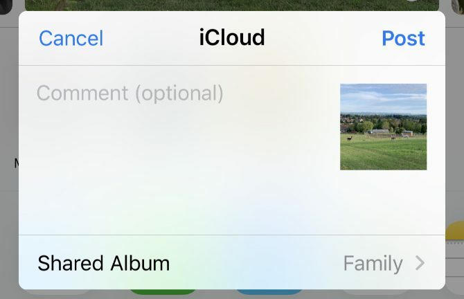 iCloud-jaetun albumin luonti -ikkuna