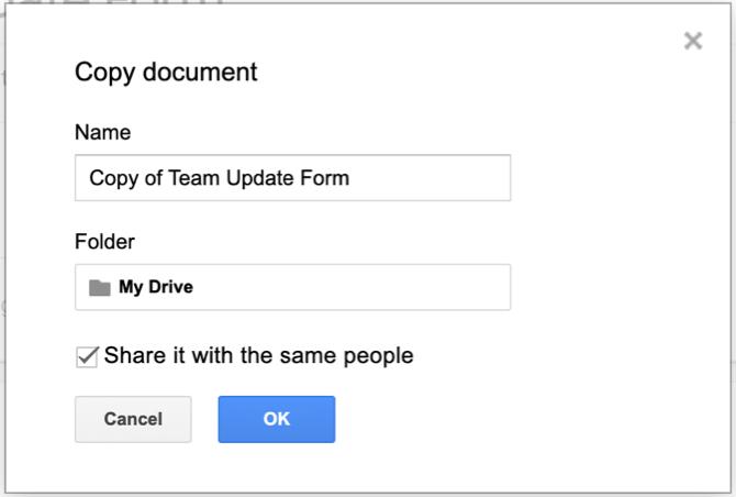 Google Forms -kopiolomake