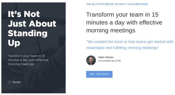 Qlutterin ilmainen e-kirja opettaa, kuinka pitää päivittäin aamukokouksia