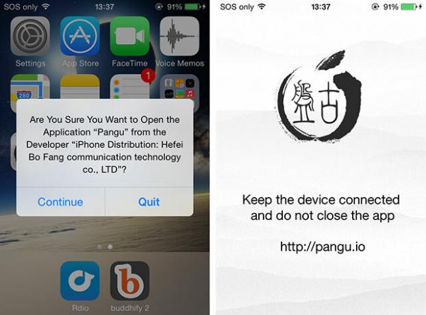 Kuinka Jailbreak iOS 7.1.x ja asentaa Cydia Pangu-panguanalla