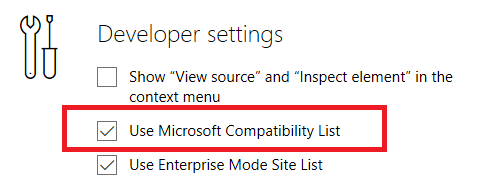 microsoft reuna-asetukset - poista Microsoftin yhteensopivuusluettelo käytöstä