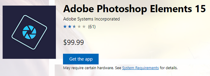 Adobe Photoshop -elementit Windows Store -sovellukset