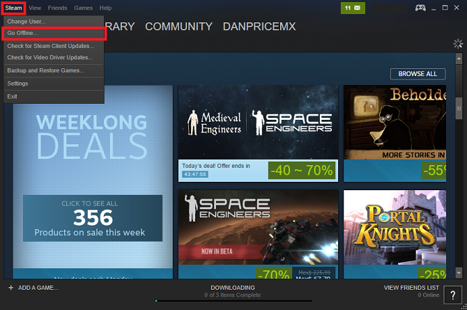 Steam offline windows 10