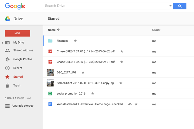 google-drive-tähdellä