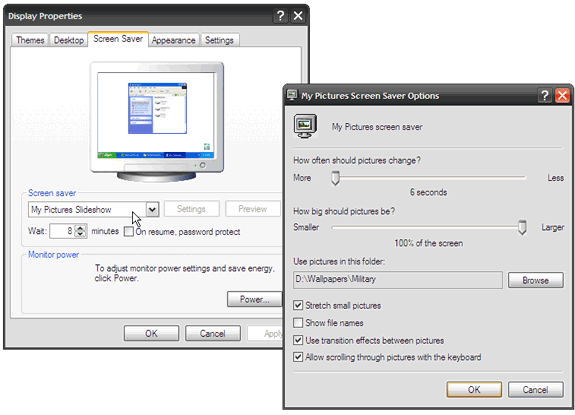 Kuinka tehdä näytönsäästäjä Windows XP