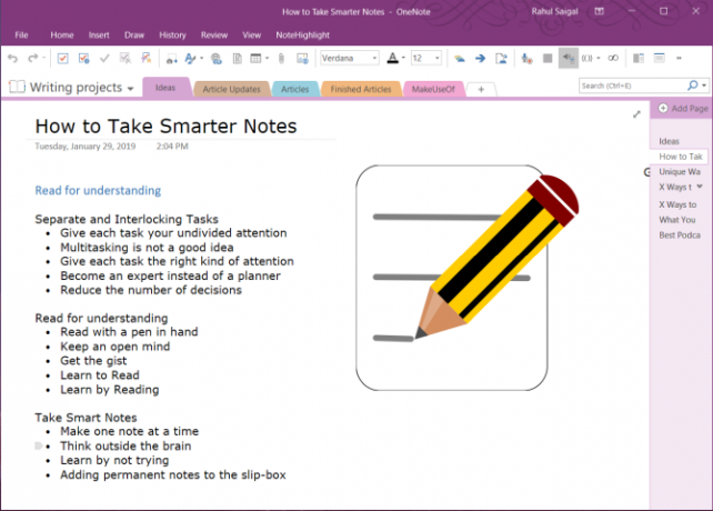 esitys OneNote 2016 -palvelussa