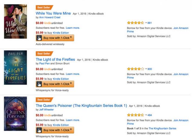 Luettelo Amazon Kindle -kirjoista