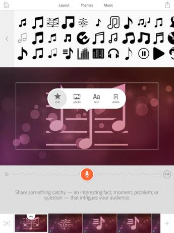 Adobe Voice -kuvakkeet