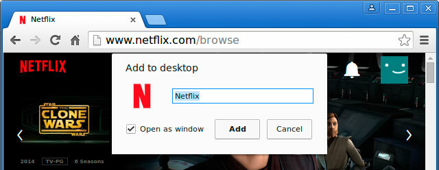Kuinka katsoa Netflixin luonnetta Linuxissa - Easy Way netflix in chrome lisää työpöydälle olevaan valintaikkunaan netflix Linuxissa helppo tapa muo